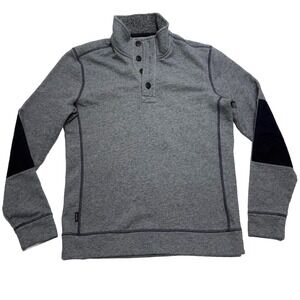 Jack Spade 1/4 Button Pullover Sweater Mens Medium Gray Long Sleeve Cotton Blend
